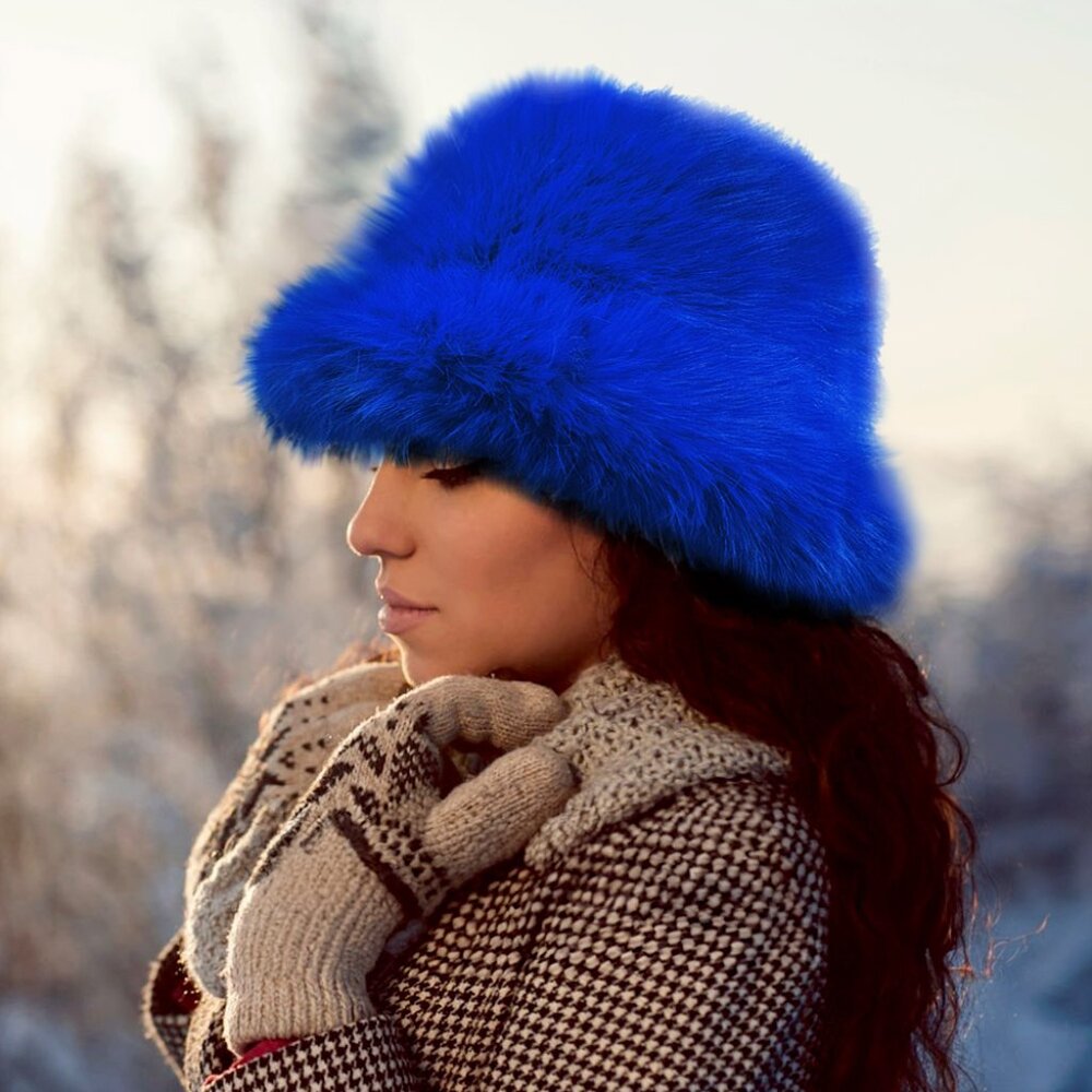 Fabulous French Couture Emily In Paris Faux Fur Bucket Hat
